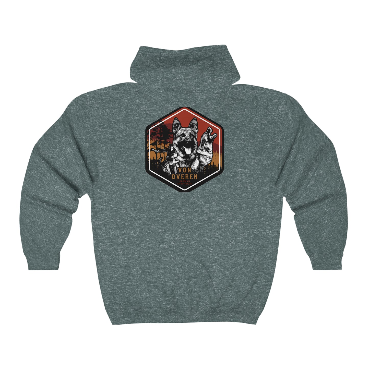 Von Overen Unisex Heavy Blend™ Full Zip Hooded Sweatshirt (kennel name on front)