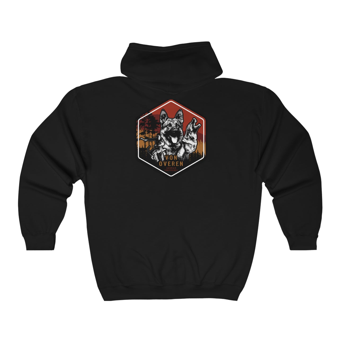 Von Overen Unisex Heavy Blend™ Full Zip Hooded Sweatshirt (kennel name on front)