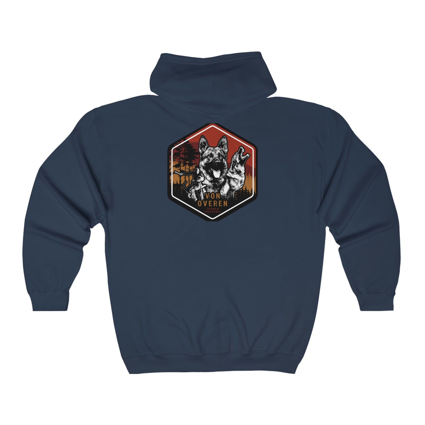 Von Overen Unisex Heavy Blend™ Full Zip Hooded Sweatshirt (kennel name on front)